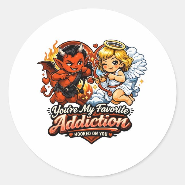 Adesivo Cute Devil & Angel Valentine Day Love Design (Frente)