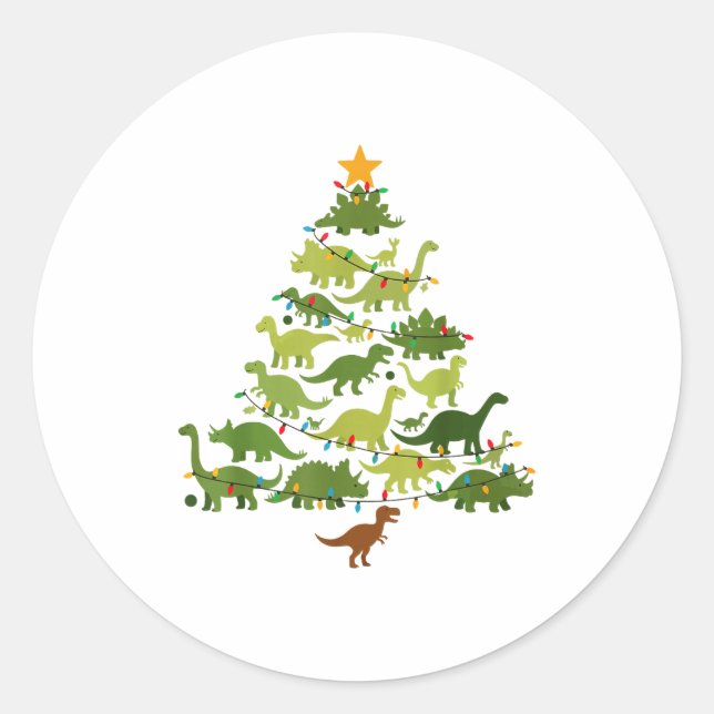 Adesivo Cute Dino Christmas Tree Merry Dinomas Xmas Lights (Frente)