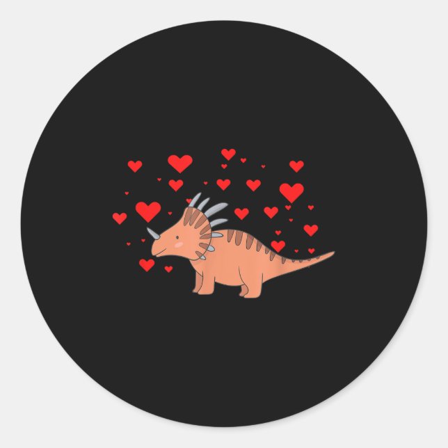 Adesivo Cute Dinosaur Shirt For Valentines Day _ Tricerato (Frente)