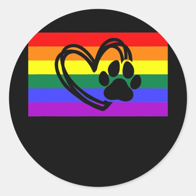 Adesivo Cute Dog Mom Dad Paw LGBTQ Gay Pride Flag Queer  (Frente)