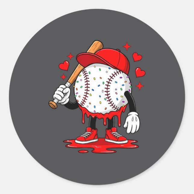 Adesivo Cute Dripng Baseball Lover Valentines Day Boys Kid (Frente)