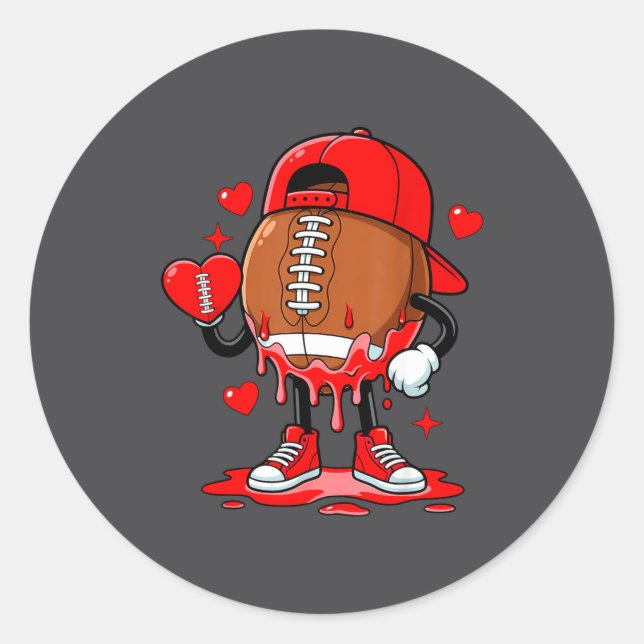 Adesivo Cute Dripng Football Lover Heart Valentines Day Bo (Frente)