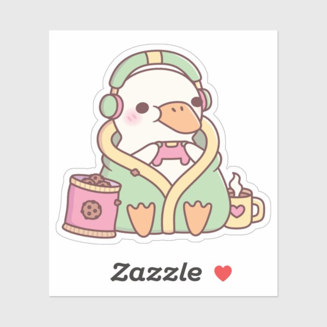 Adesivo Cute Duck Cozy Gamer  (Folha)