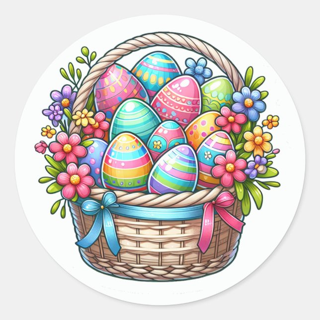 Adesivo Cute Easter Basket of Eggs Sheet of (Frente)
