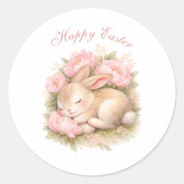 Adesivo Cute Easter Bunny Rabbit Pink Blush Peony