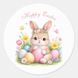 Adesivo Cute Easter Bunny Rabbit Pink Blush Peony