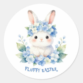 Adesivo Cute Easter Bunny Watercolor with Hydrangea