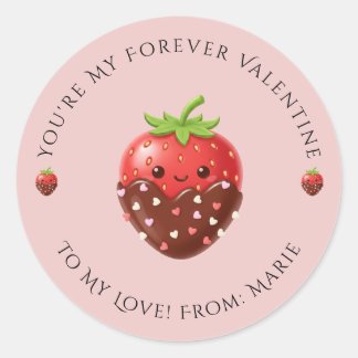 Adesivo Cute Editable Strawberry Valentine Sticker