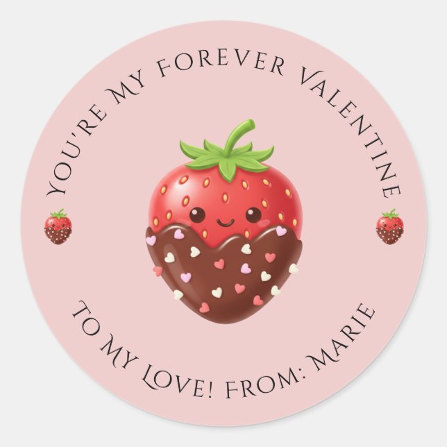 Adesivo Cute Editable Strawberry Valentine Sticker  (Frente)
