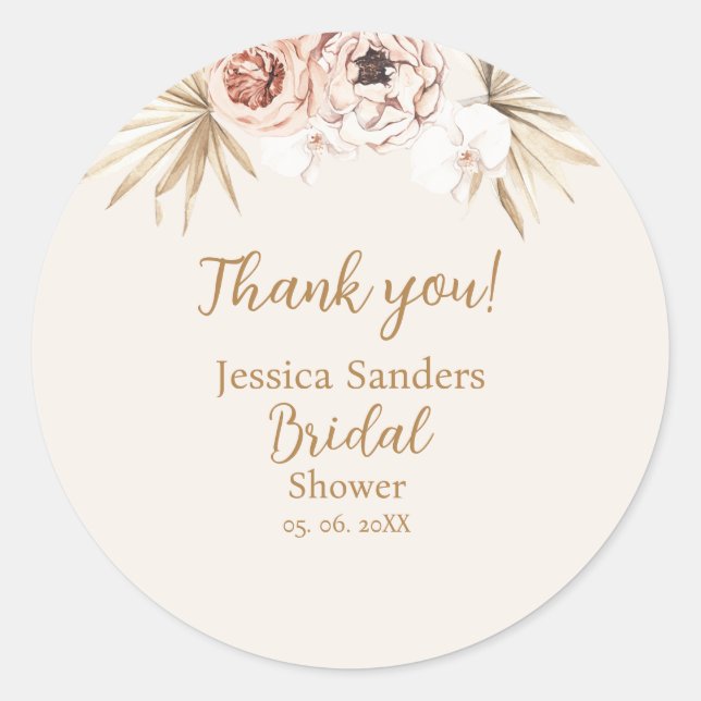 Adesivo Cute Elegant Flowers Boho Bridal Shower (Frente)