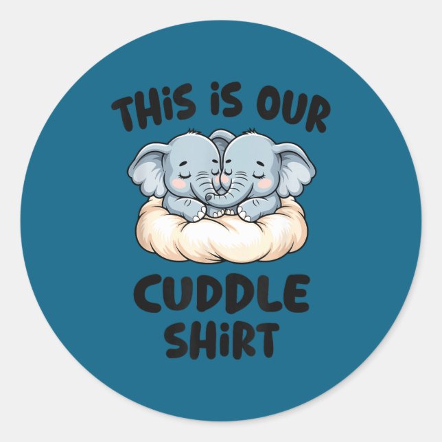 Adesivo Cute Elephant Couple This Is Our Cuddle  (Frente)