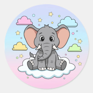 Adesivo Cute Elephant on Cloud - I'm Ele-Fun-t Pun