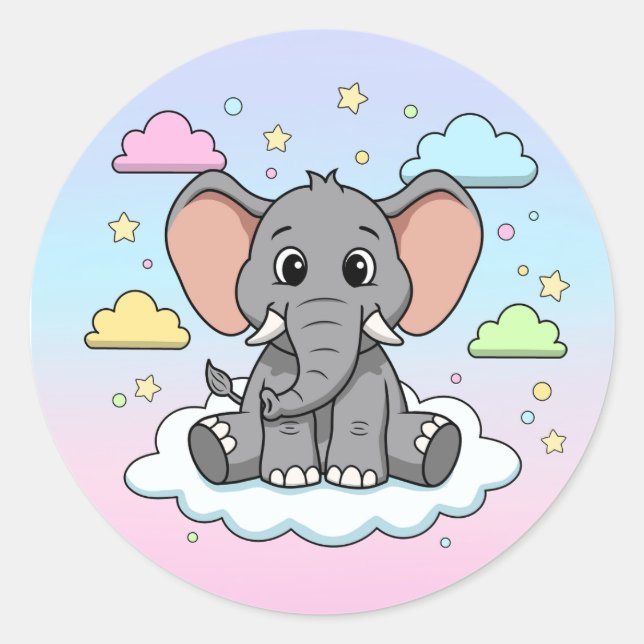 Adesivo Cute Elephant on Cloud - I'm Ele-Fun-t Pun (Frente)