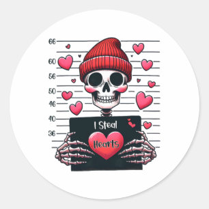 Adesivo Cute Esqueleto Mugshot Eu Roubo Corações Esqueleto