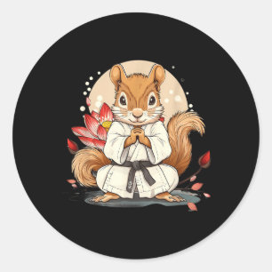 Adesivo Cute Esquilo de Karatê Flor de Lótus Kickboxing Ku