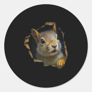 Adesivo Cute Esquilo Rasgado Tecido Gráfico 3D Premium