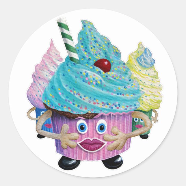 Adesivo Cute Fantasy Creatur Cupcakes Illustrated (Frente)