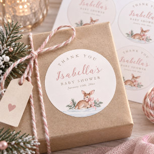 Adesivo Cute Fawn Rosa Favor de Agradecimento de Chá de Be