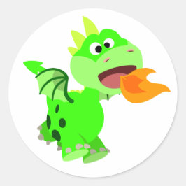 Adesivo Cute Fire-Spitting Cartoon Dragon Sticker