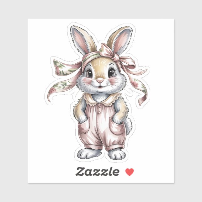 Adesivo Cute Floral Bunny Girl Baby Shower (Folha)