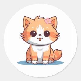 Adesivo Cute Floral Cat Sticker – Pastel Aesthetic Kitten 