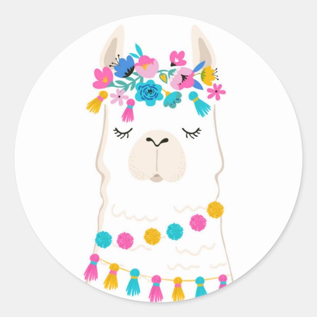 Adesivo Cute Floral Llama (Frente)