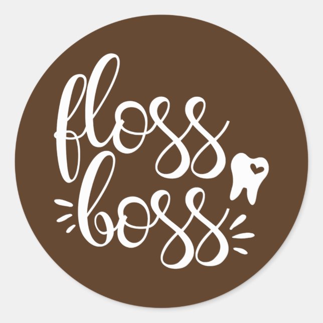 Adesivo Cute Floss Boss Dentist Dental Hygienist RDH (Frente)