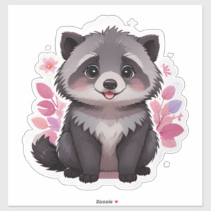 Adesivo Cute Fluffy Raccoon