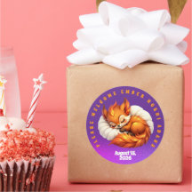 Cute Fox Cub Asleep in Starry Night Sky