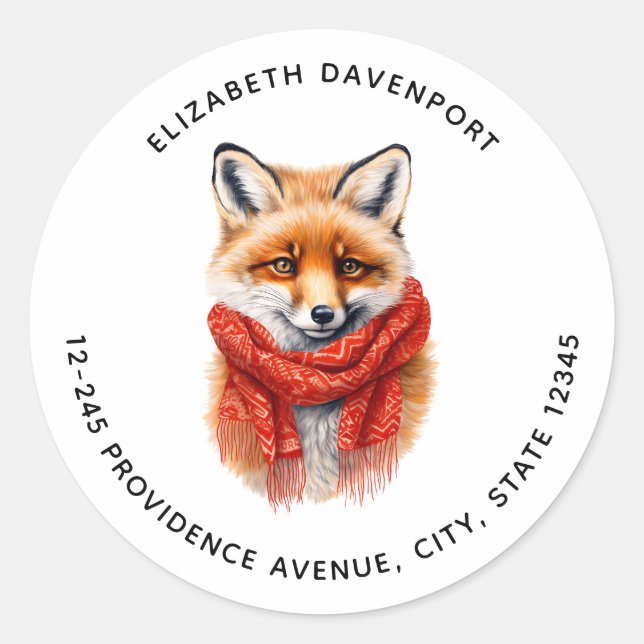 Adesivo Cute Fox in a Red Scarf Autumn Image Address (Frente)