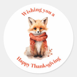 Adesivo Cute Fox Pup in a Red Scarf Thanksgiving