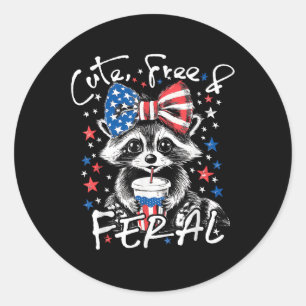 Adesivo Cute Free E Feral Funny Raccoon 4 De Julho Nos Est