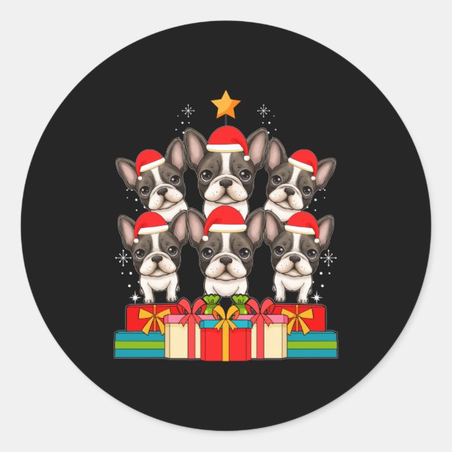 Adesivo Cute French Bulldog Le Frenchie Christmas Tree Xma (Frente)