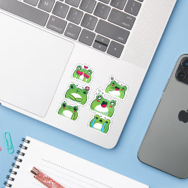 Adesivo Cute Frog Emoji Reaction Faces Vinyl Sticker Set