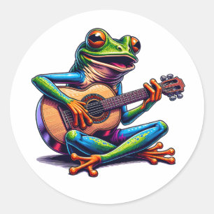 Adesivo Cute Frog Playing a Guitar