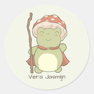 Adesivo Cute frog with mushroom hat | personalised name