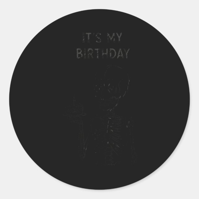 Adesivo Cute Funny Kawaii Skeleton Birthday Skull Happy Wo (Frente)