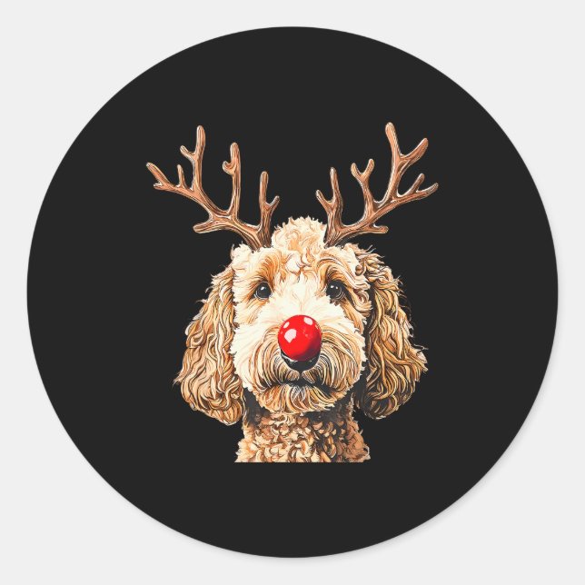 Adesivo Cute Funny Reindeer Santa Goldendoodle Christmas T (Frente)
