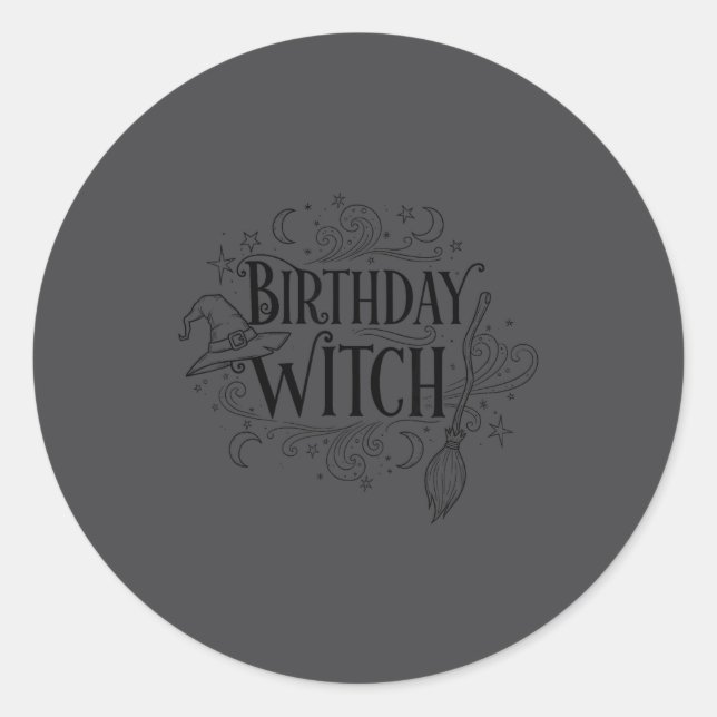 Adesivo Cute Funny Witch Witchy Birthday Witches Happy Wom (Frente)