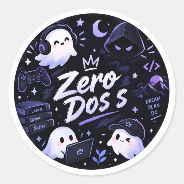 Adesivo Cute Gamer Ghost Zero Doss - Cod Estético (Frente)
