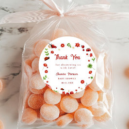 Adesivo Cute Garden little ladybug baby shower Invitation