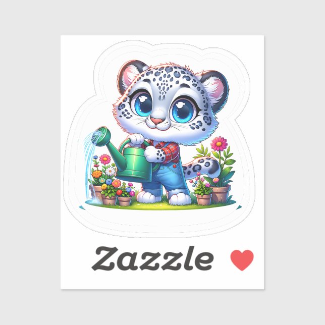 Adesivo Cute Gardening Snow Leopard Stickers (Folha)