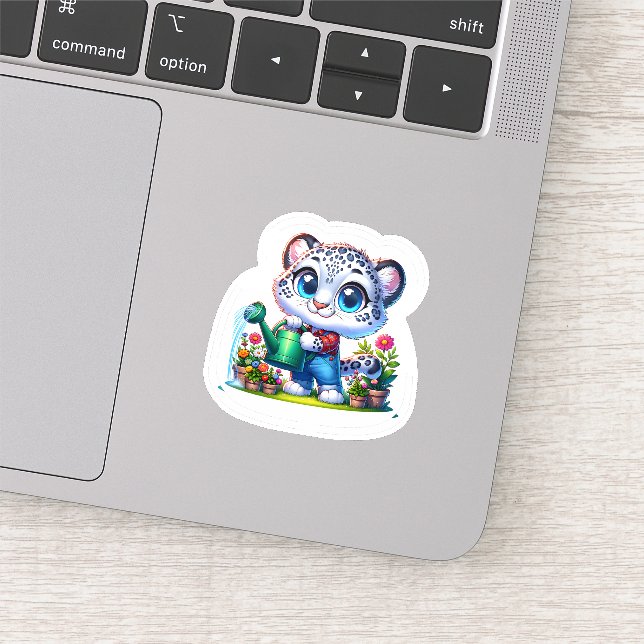 Adesivo Cute Gardening Snow Leopard Stickers (Detalhe)