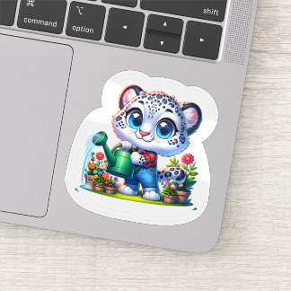 Adesivo Cute Gardening Snow Leopard Stickers