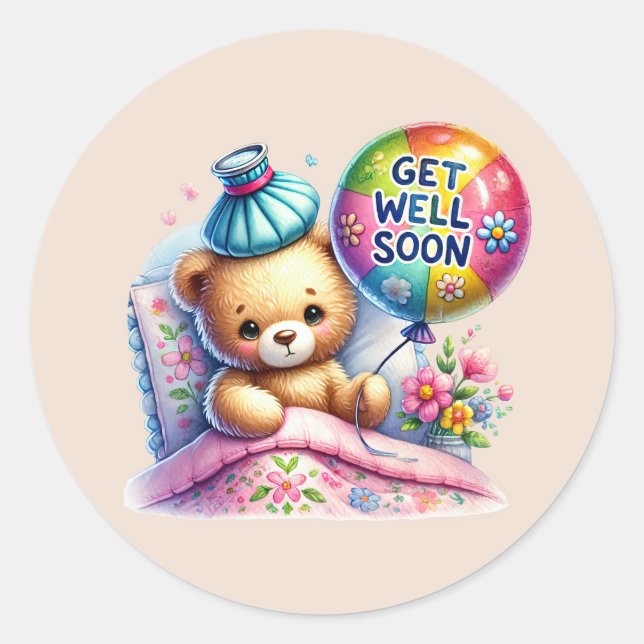 Adesivo Cute get well soon bear  (Frente)