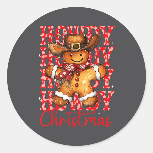 Adesivo Cute Gingerbread Cowboy Howdy Christmas Girls Wome (Frente)
