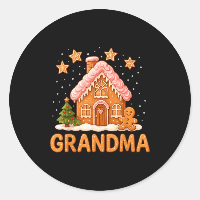 Adesivo Cute Gingerbread Grandma Merry Christmas Funny  (Frente)