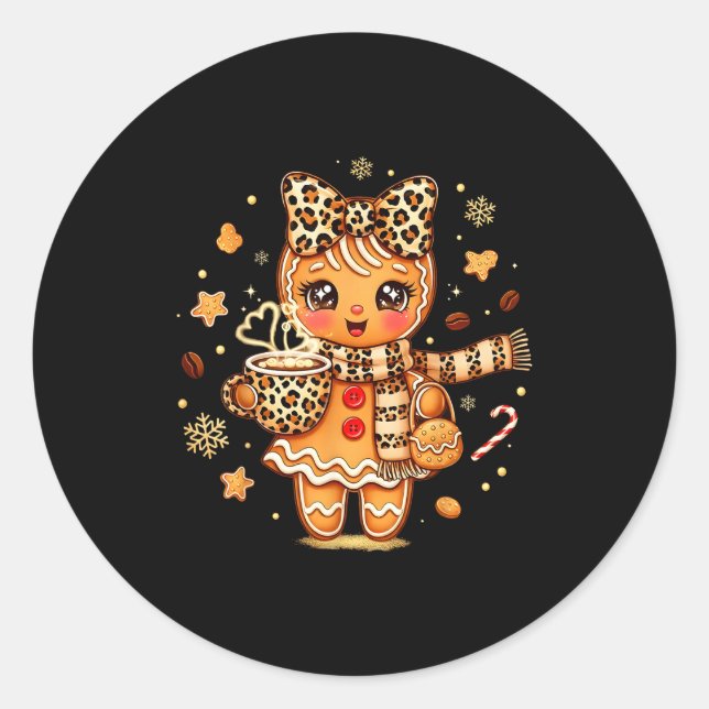 Adesivo Cute Gingerbread Leopard Coquette Christmas Xmas W (Frente)