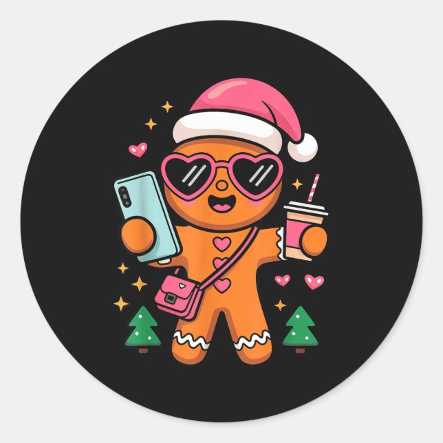 Adesivo Cute Gingerbread Taking Selfie Christmas Pajama To (Frente)
