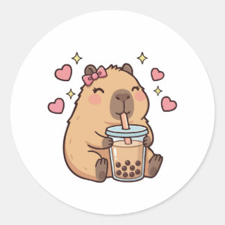 Adesivo Cute Girls Capybara Ramen Kawaii Tea Kawaii Capy 